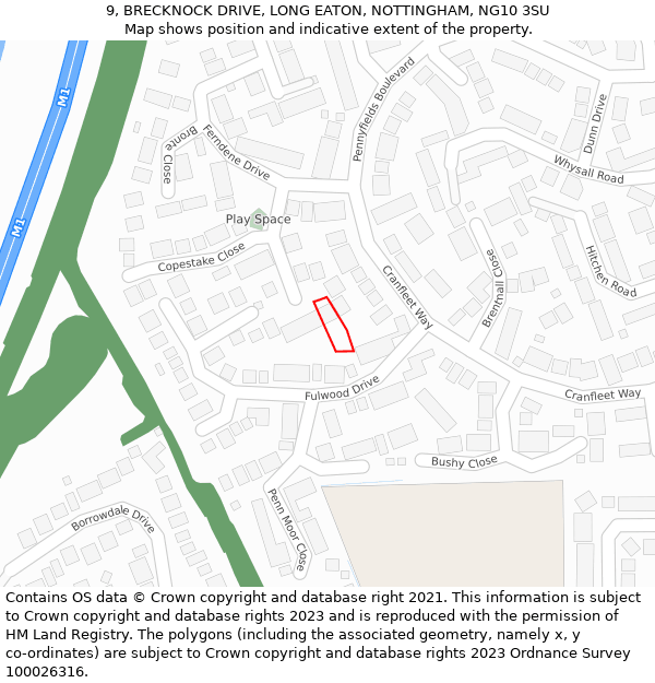 9, BRECKNOCK DRIVE, LONG EATON, NOTTINGHAM, NG10 3SU: Location map and indicative extent of plot