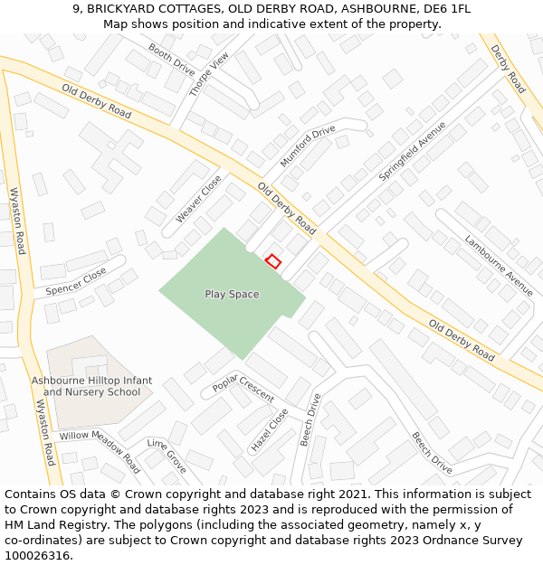 9, BRICKYARD COTTAGES, OLD DERBY ROAD, ASHBOURNE, DE6 1FL: Location map and indicative extent of plot