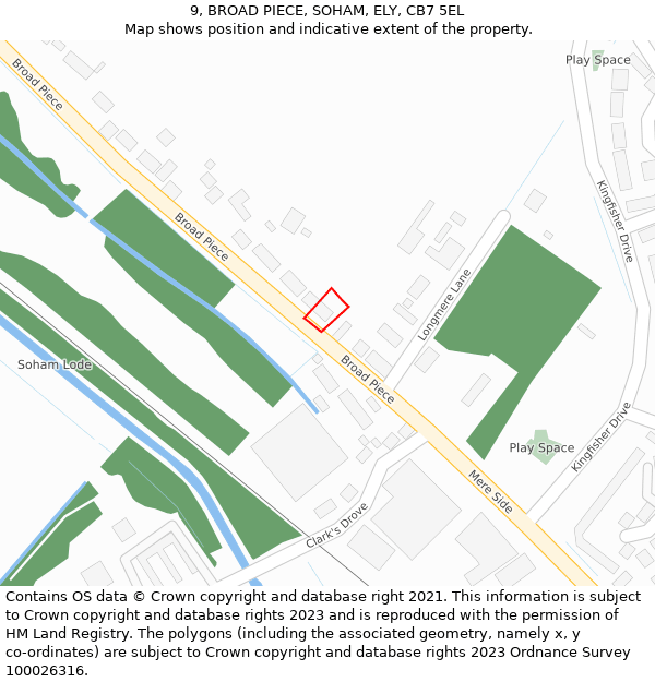 9, BROAD PIECE, SOHAM, ELY, CB7 5EL: Location map and indicative extent of plot