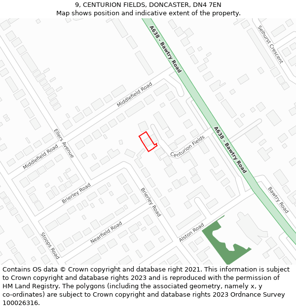 9, CENTURION FIELDS, DONCASTER, DN4 7EN: Location map and indicative extent of plot