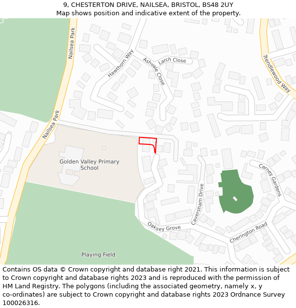 9, CHESTERTON DRIVE, NAILSEA, BRISTOL, BS48 2UY: Location map and indicative extent of plot