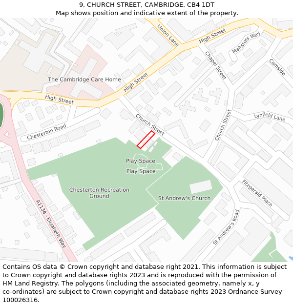 9, CHURCH STREET, CAMBRIDGE, CB4 1DT: Location map and indicative extent of plot