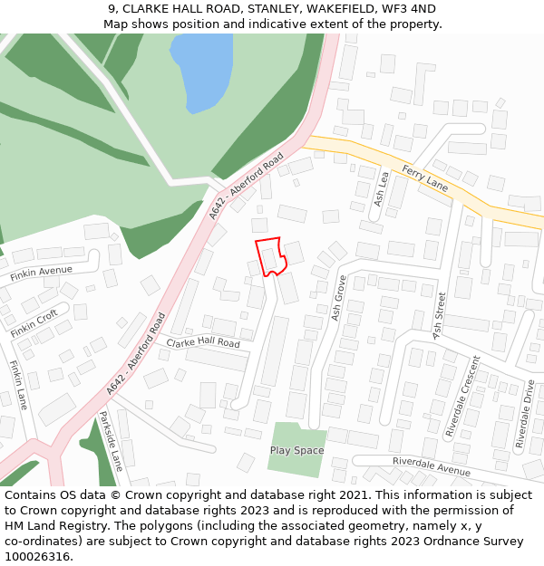 9, CLARKE HALL ROAD, STANLEY, WAKEFIELD, WF3 4ND: Location map and indicative extent of plot