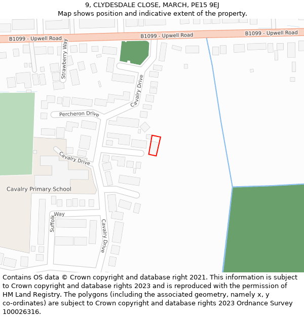 9, CLYDESDALE CLOSE, MARCH, PE15 9EJ: Location map and indicative extent of plot