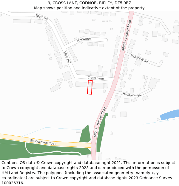 9, CROSS LANE, CODNOR, RIPLEY, DE5 9RZ: Location map and indicative extent of plot