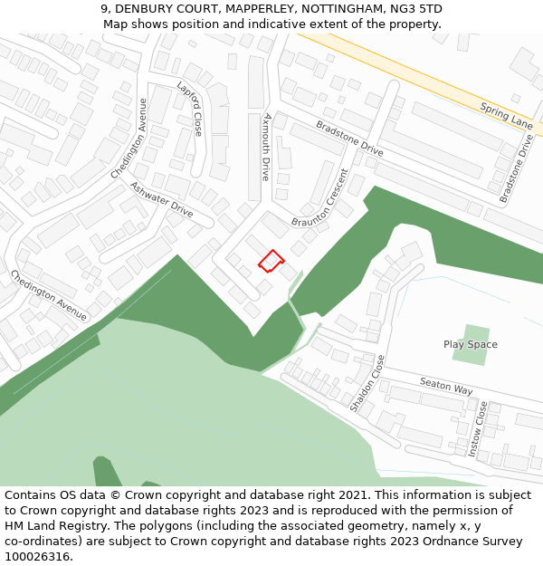 9, DENBURY COURT, MAPPERLEY, NOTTINGHAM, NG3 5TD: Location map and indicative extent of plot