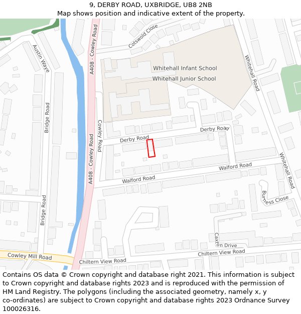 9, DERBY ROAD, UXBRIDGE, UB8 2NB: Location map and indicative extent of plot