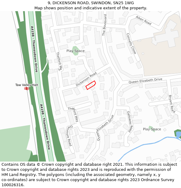 9, DICKENSON ROAD, SWINDON, SN25 1WG: Location map and indicative extent of plot