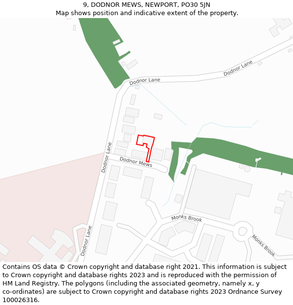 9, DODNOR MEWS, NEWPORT, PO30 5JN: Location map and indicative extent of plot