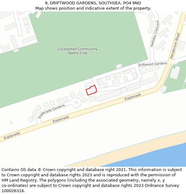 9, DRIFTWOOD GARDENS, SOUTHSEA, PO4 9ND: Location map and indicative extent of plot