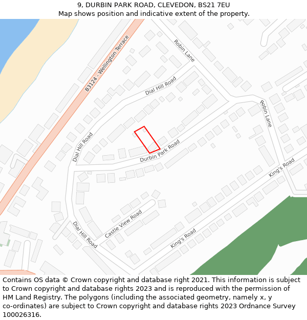 9, DURBIN PARK ROAD, CLEVEDON, BS21 7EU: Location map and indicative extent of plot