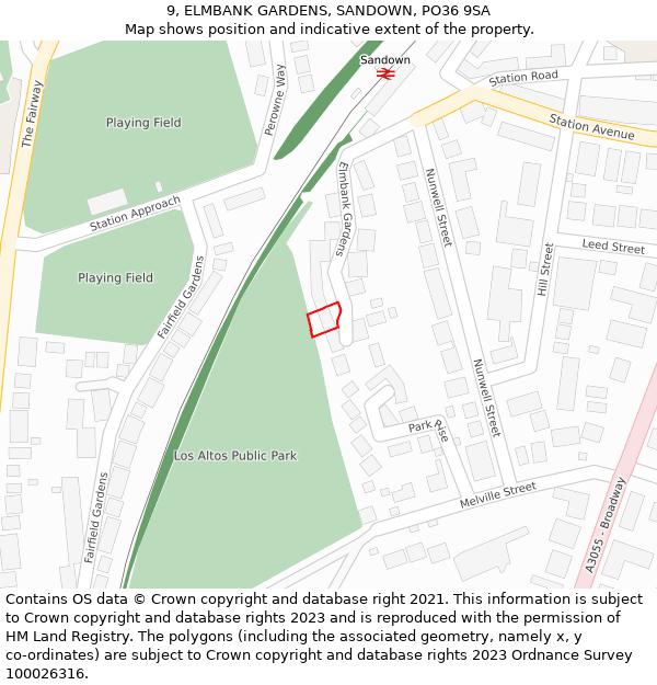 9, ELMBANK GARDENS, SANDOWN, PO36 9SA: Location map and indicative extent of plot