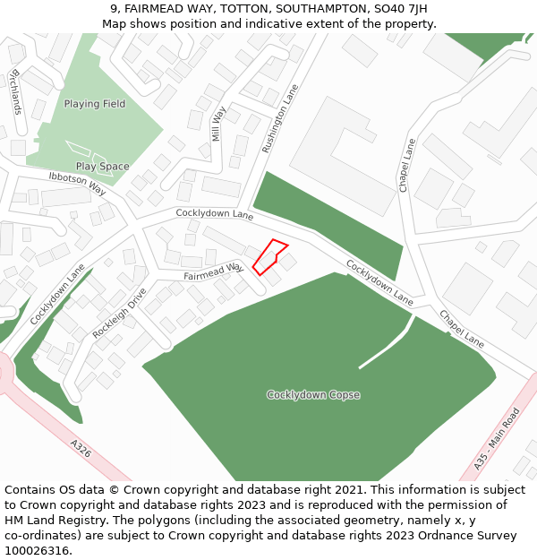 9, FAIRMEAD WAY, TOTTON, SOUTHAMPTON, SO40 7JH: Location map and indicative extent of plot