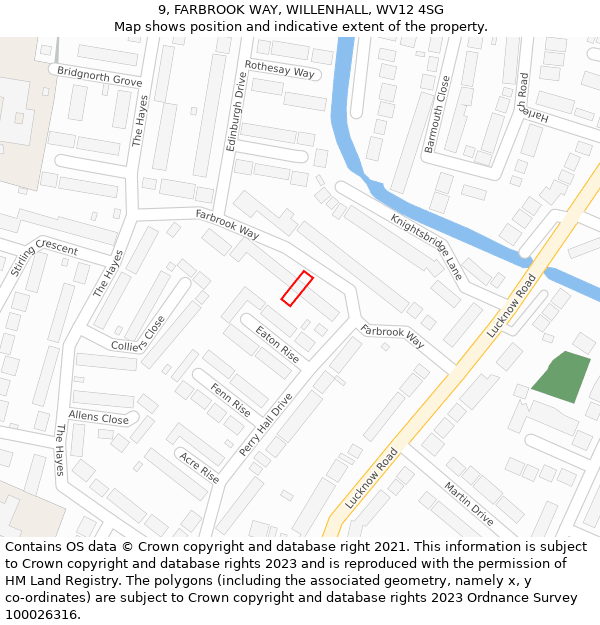 9, FARBROOK WAY, WILLENHALL, WV12 4SG: Location map and indicative extent of plot