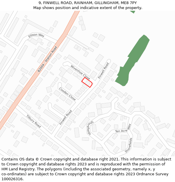 9, FINWELL ROAD, RAINHAM, GILLINGHAM, ME8 7PY: Location map and indicative extent of plot