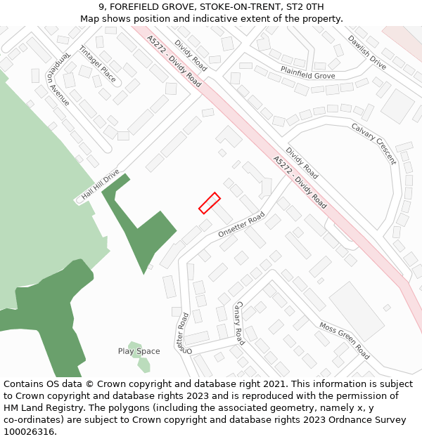 9, FOREFIELD GROVE, STOKE-ON-TRENT, ST2 0TH: Location map and indicative extent of plot