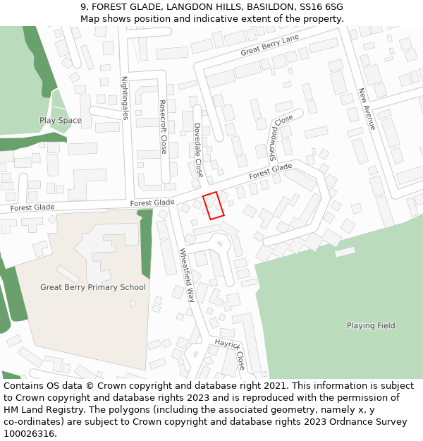 9, FOREST GLADE, LANGDON HILLS, BASILDON, SS16 6SG: Location map and indicative extent of plot