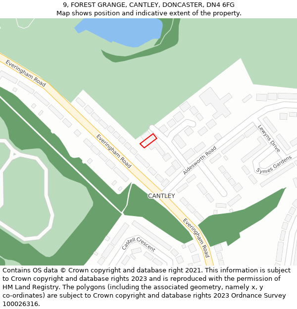 9, FOREST GRANGE, CANTLEY, DONCASTER, DN4 6FG: Location map and indicative extent of plot