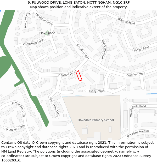 9, FULWOOD DRIVE, LONG EATON, NOTTINGHAM, NG10 3RF: Location map and indicative extent of plot