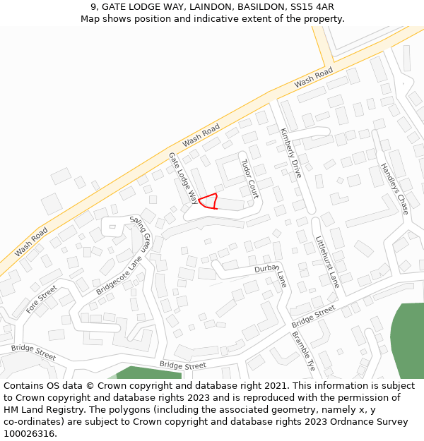9, GATE LODGE WAY, LAINDON, BASILDON, SS15 4AR: Location map and indicative extent of plot