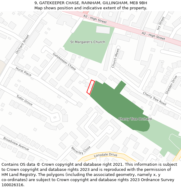 9, GATEKEEPER CHASE, RAINHAM, GILLINGHAM, ME8 9BH: Location map and indicative extent of plot