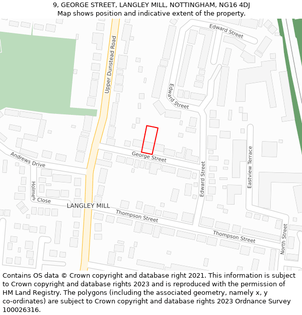 9, GEORGE STREET, LANGLEY MILL, NOTTINGHAM, NG16 4DJ: Location map and indicative extent of plot