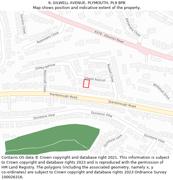 9, GILWELL AVENUE, PLYMOUTH, PL9 8PB: Location map and indicative extent of plot