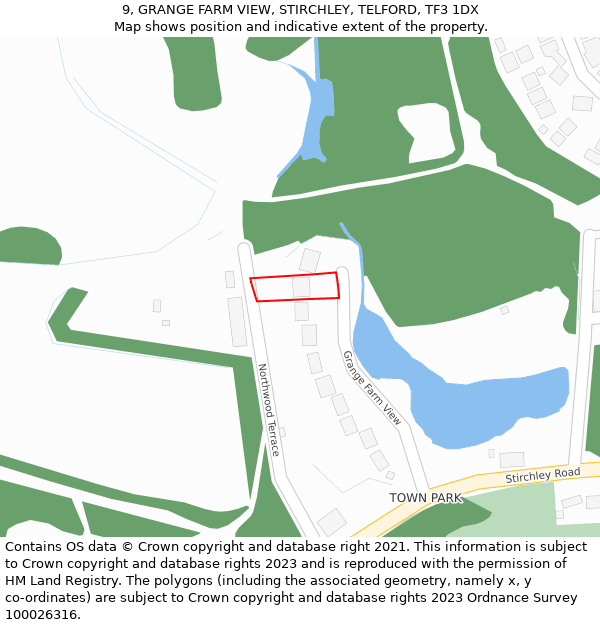 9, GRANGE FARM VIEW, STIRCHLEY, TELFORD, TF3 1DX: Location map and indicative extent of plot