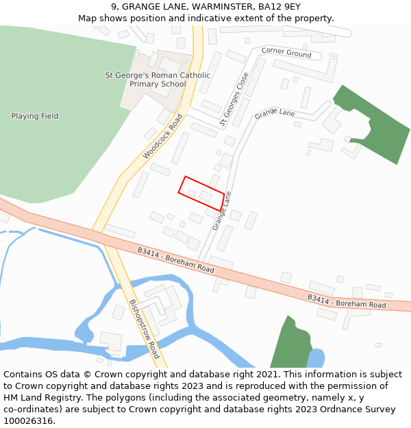 9, GRANGE LANE, WARMINSTER, BA12 9EY: Location map and indicative extent of plot