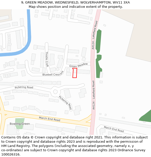 9, GREEN MEADOW, WEDNESFIELD, WOLVERHAMPTON, WV11 3XA: Location map and indicative extent of plot