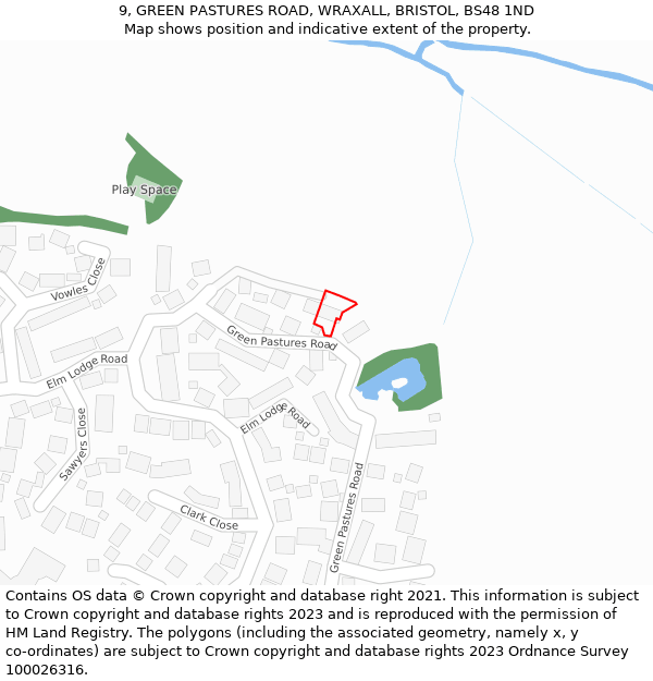 9, GREEN PASTURES ROAD, WRAXALL, BRISTOL, BS48 1ND: Location map and indicative extent of plot