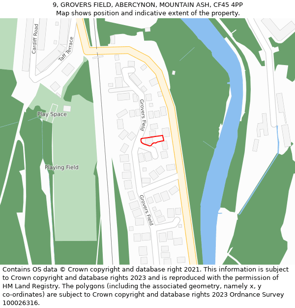 9, GROVERS FIELD, ABERCYNON, MOUNTAIN ASH, CF45 4PP: Location map and indicative extent of plot