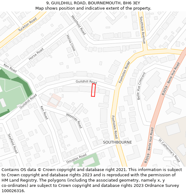 9, GUILDHILL ROAD, BOURNEMOUTH, BH6 3EY: Location map and indicative extent of plot