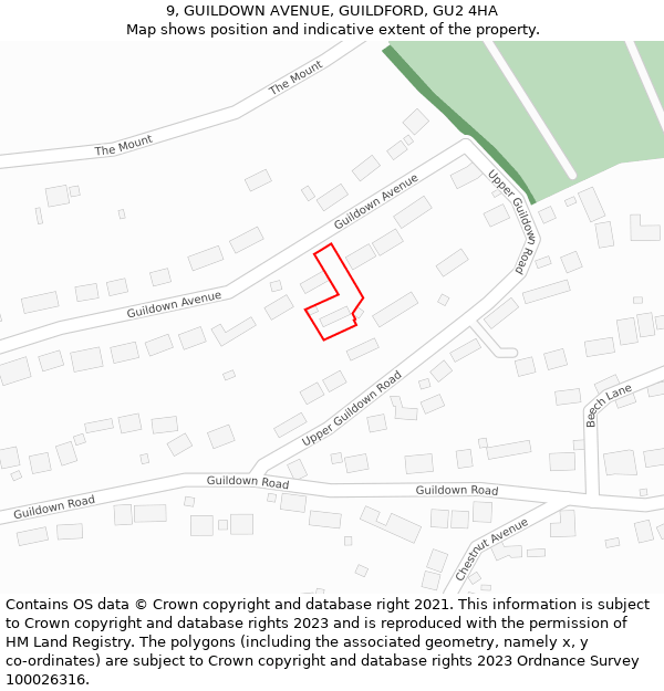 9, GUILDOWN AVENUE, GUILDFORD, GU2 4HA: Location map and indicative extent of plot