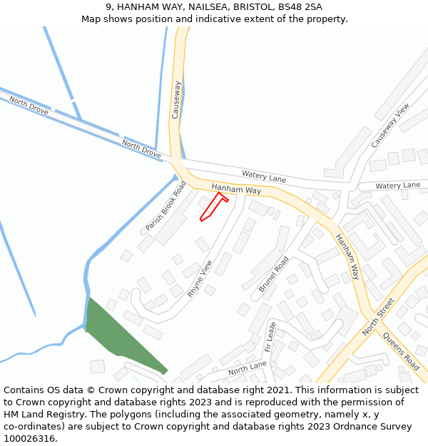 9, HANHAM WAY, NAILSEA, BRISTOL, BS48 2SA: Location map and indicative extent of plot