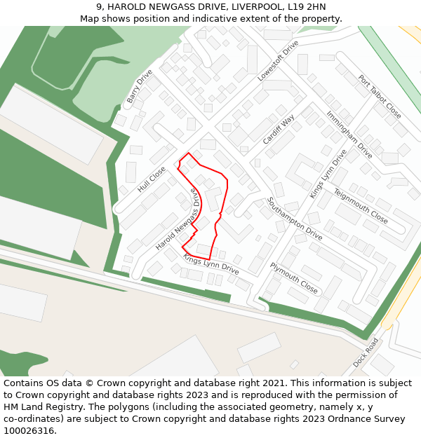 9, HAROLD NEWGASS DRIVE, LIVERPOOL, L19 2HN: Location map and indicative extent of plot