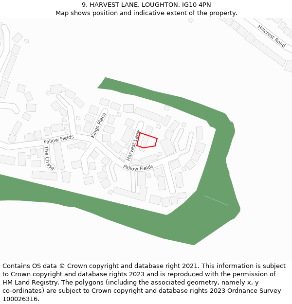 9, HARVEST LANE, LOUGHTON, IG10 4PN: Location map and indicative extent of plot