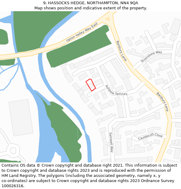 9, HASSOCKS HEDGE, NORTHAMPTON, NN4 9QA: Location map and indicative extent of plot