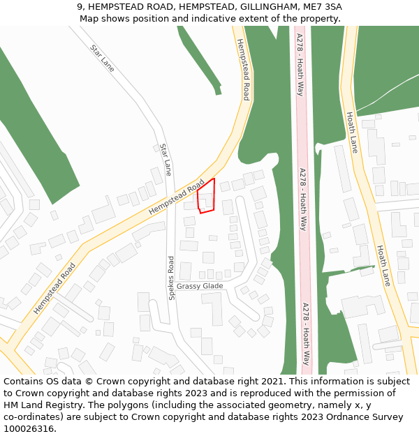 9, HEMPSTEAD ROAD, HEMPSTEAD, GILLINGHAM, ME7 3SA: Location map and indicative extent of plot