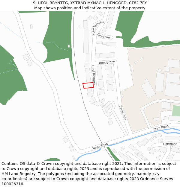 9, HEOL BRYNTEG, YSTRAD MYNACH, HENGOED, CF82 7EY: Location map and indicative extent of plot