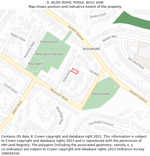 9, HILDA ROAD, POOLE, BH12 2HW: Location map and indicative extent of plot