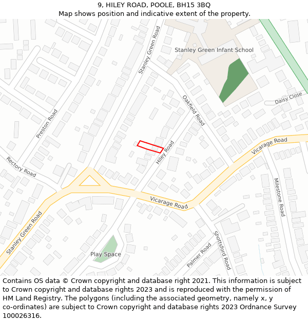 9, HILEY ROAD, POOLE, BH15 3BQ: Location map and indicative extent of plot