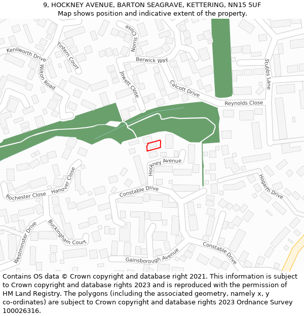 9, HOCKNEY AVENUE, BARTON SEAGRAVE, KETTERING, NN15 5UF: Location map and indicative extent of plot