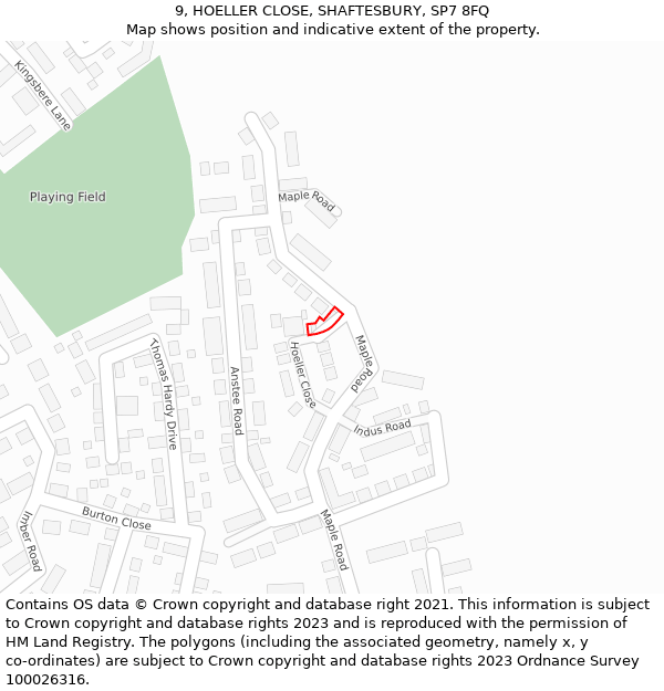 9, HOELLER CLOSE, SHAFTESBURY, SP7 8FQ: Location map and indicative extent of plot