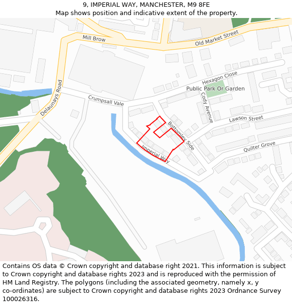 9, IMPERIAL WAY, MANCHESTER, M9 8FE: Location map and indicative extent of plot