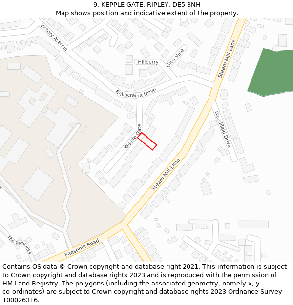 9, KEPPLE GATE, RIPLEY, DE5 3NH: Location map and indicative extent of plot