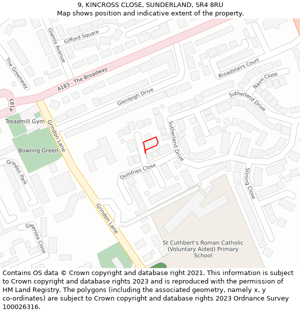 9, KINCROSS CLOSE, SUNDERLAND, SR4 8RU: Location map and indicative extent of plot