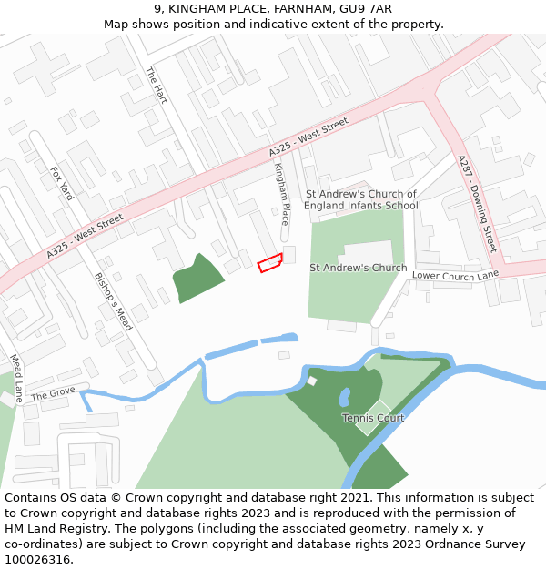 9, KINGHAM PLACE, FARNHAM, GU9 7AR: Location map and indicative extent of plot