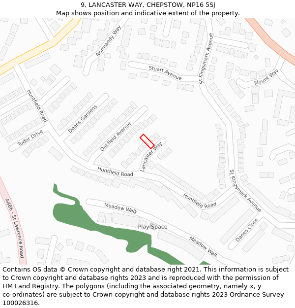 9, LANCASTER WAY, CHEPSTOW, NP16 5SJ: Location map and indicative extent of plot