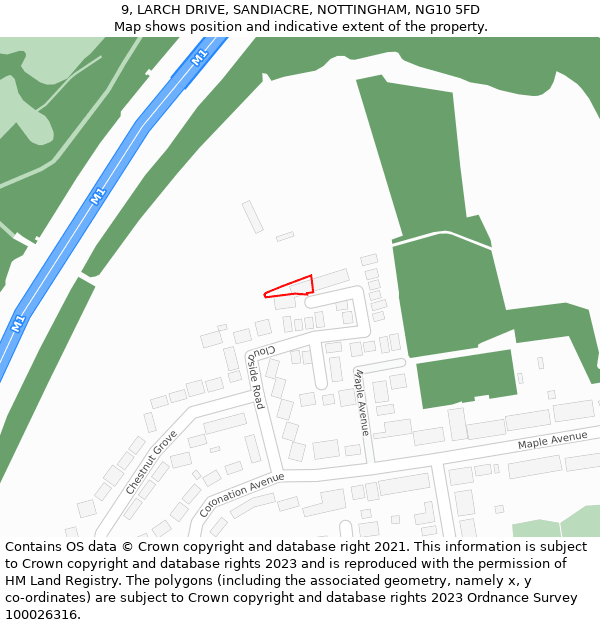 9, LARCH DRIVE, SANDIACRE, NOTTINGHAM, NG10 5FD: Location map and indicative extent of plot